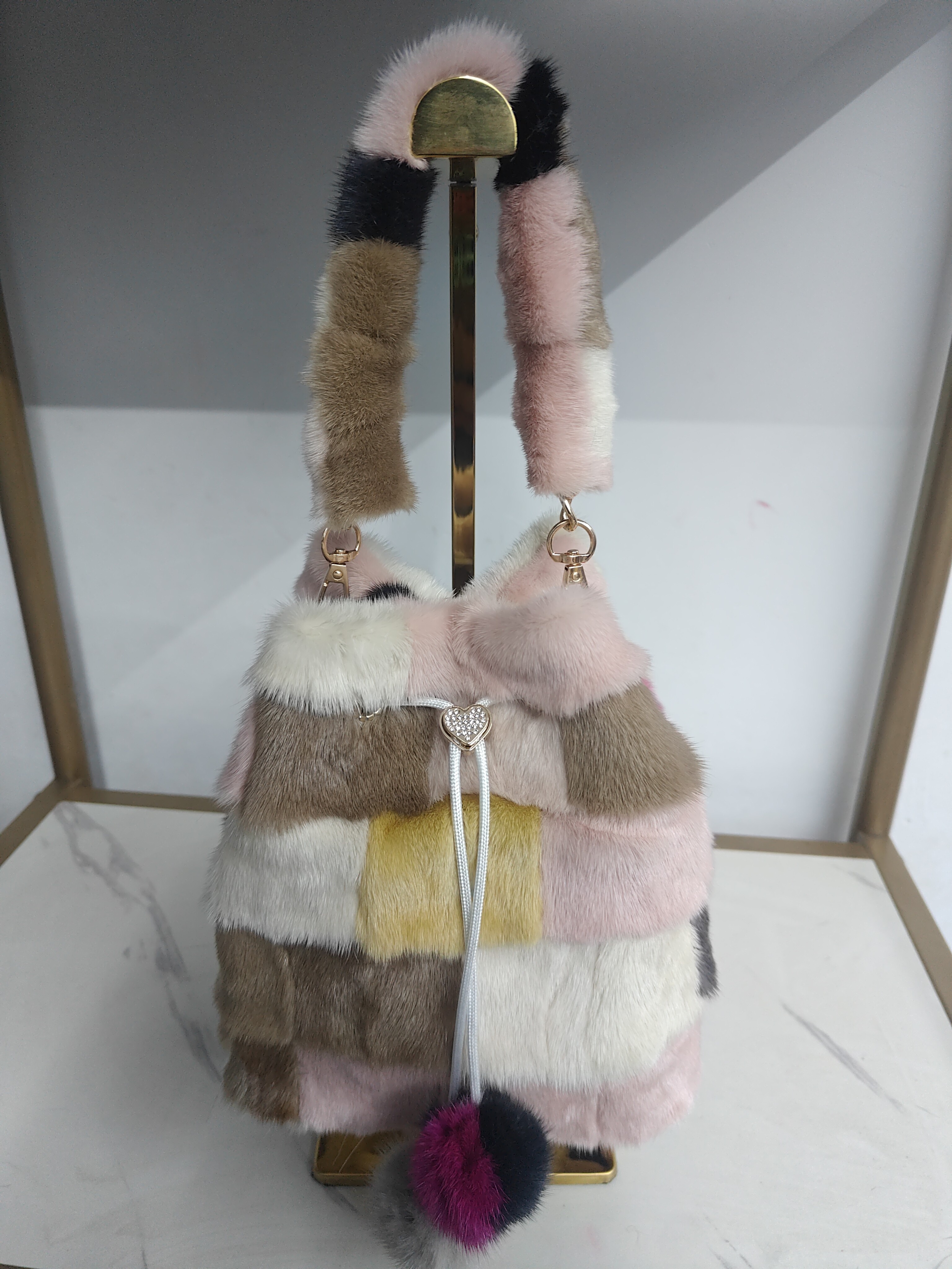 水桶包包水貂毛彩色