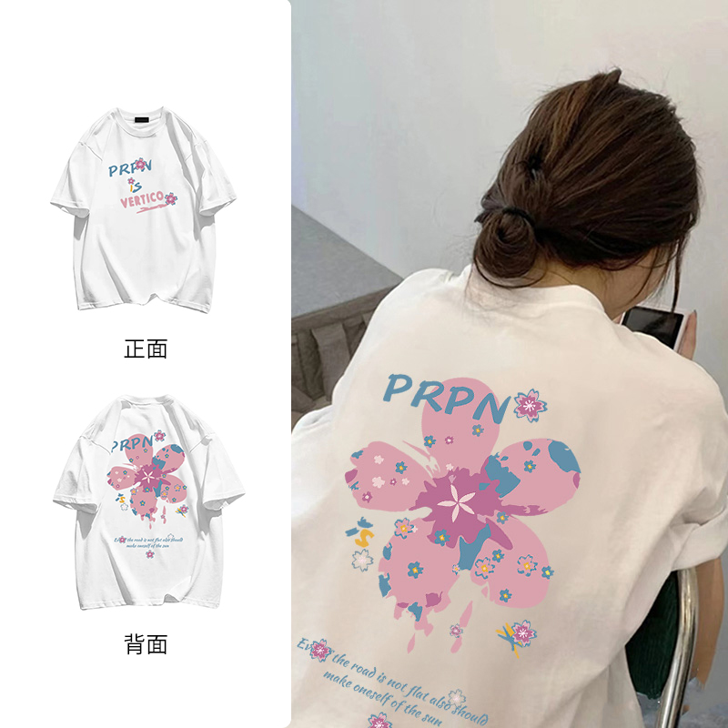 PRPN纯棉日系学院风短袖t恤女情侣款圆领夏季显瘦ins休闲上衣#N97