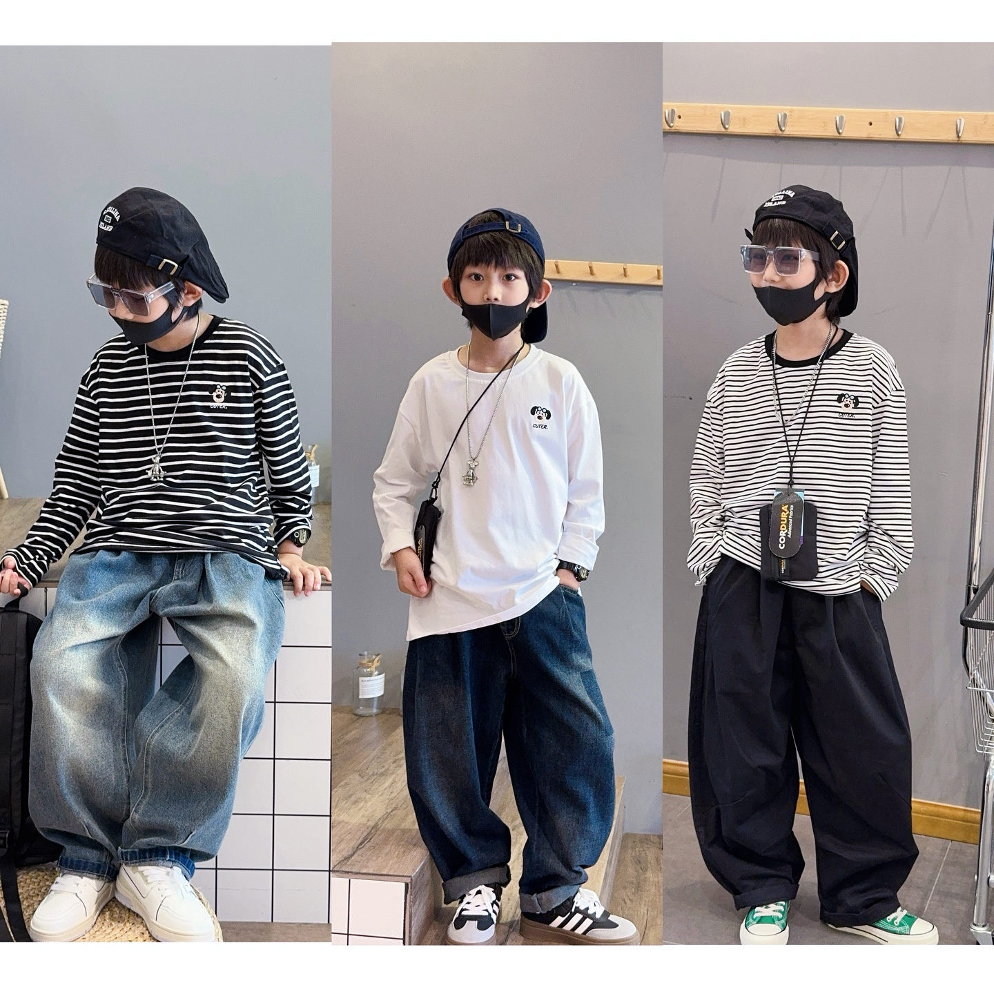 2024男童秋季条纹长袖T恤百搭款