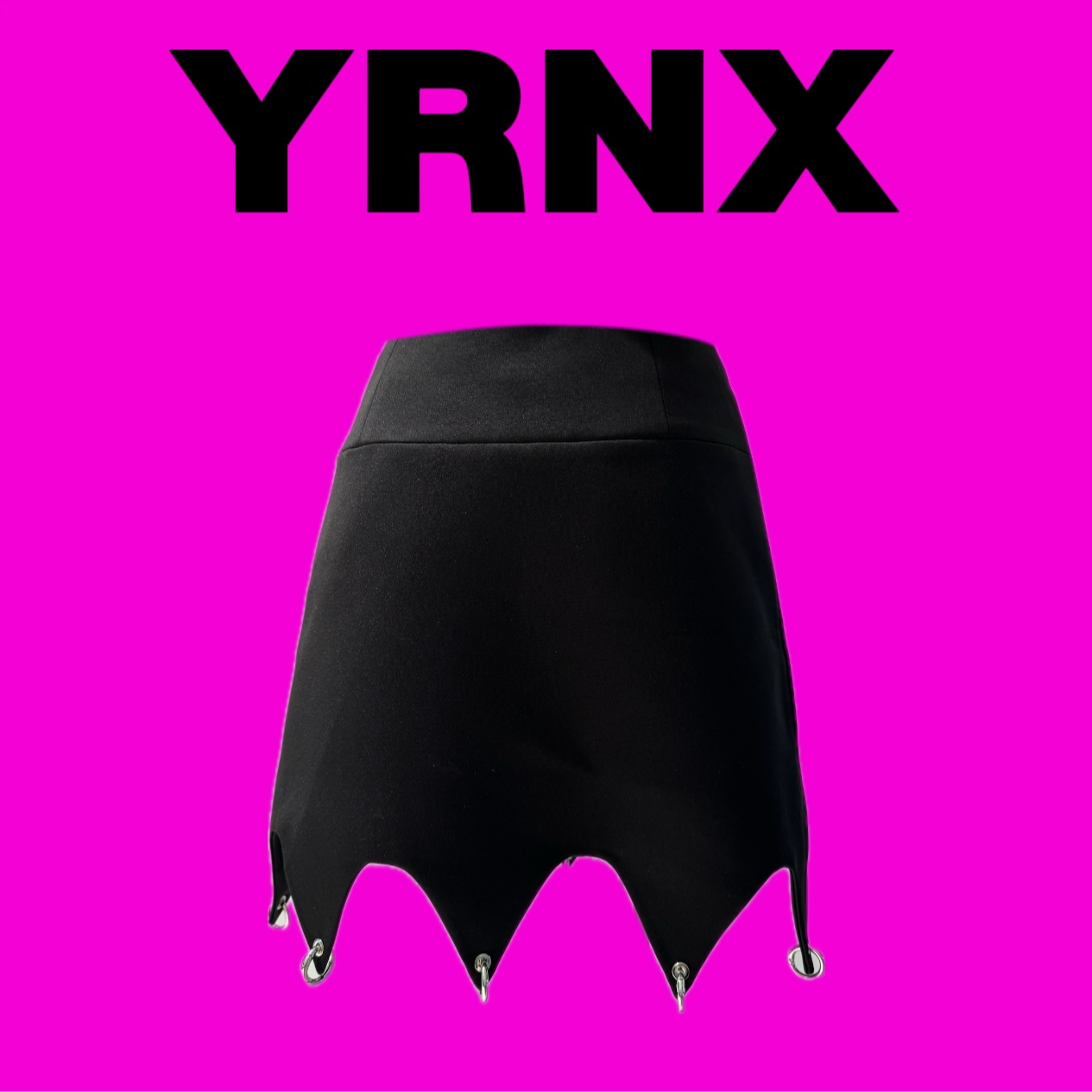 YRNX/伊然納暄 小众设计师原创款高定时尚扑克裙尖角金属环短裙