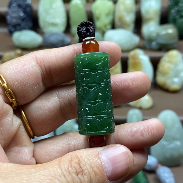 和田玉（碧玉）手链未镶嵌逛***g