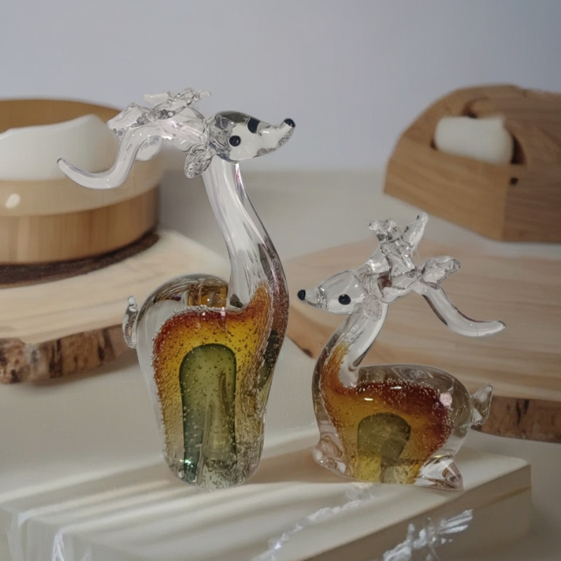 琉璃摆件装饰品动物雕塑摆设生日礼物工艺品创意可爱一鹿有你