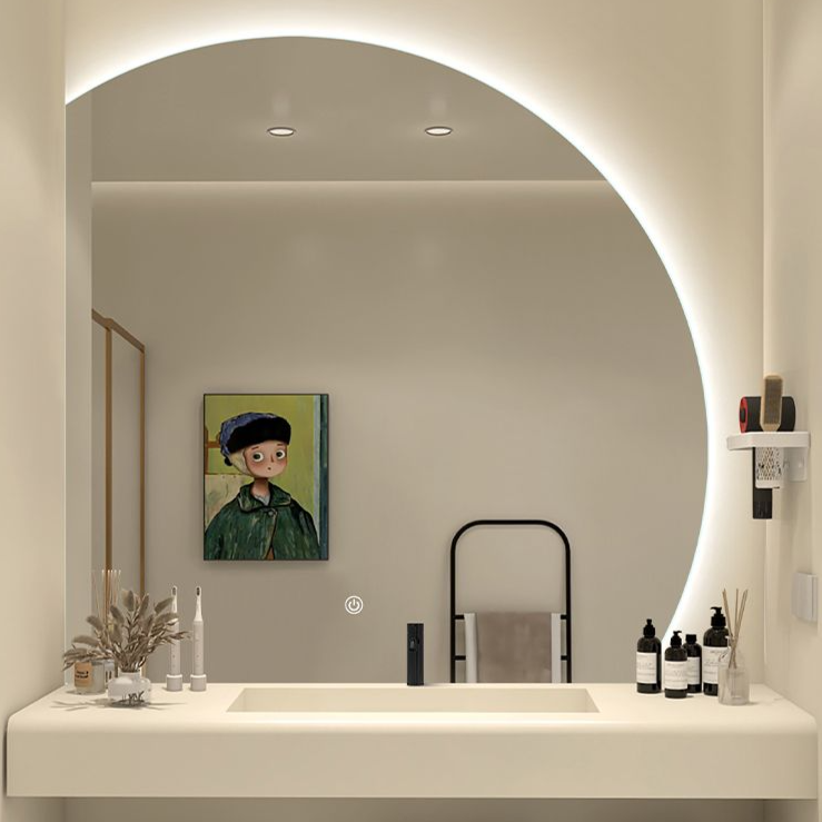 异形智能半圆两切圆浴室镜子化妆镜挂墙异形卫生间镜子高清梳妆镜