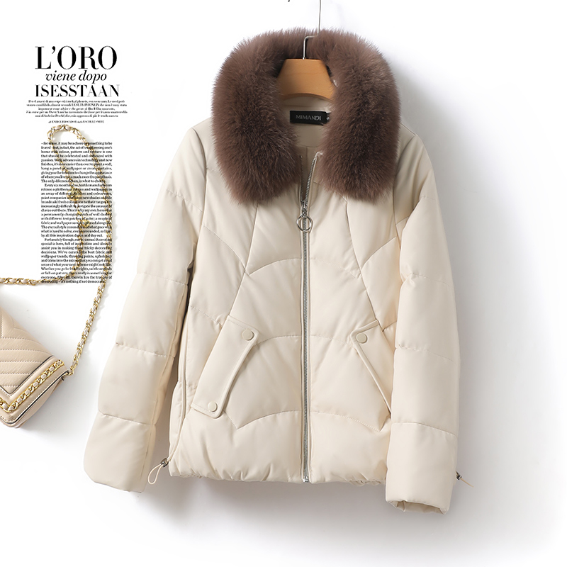 冬季新款海宁真皮皮衣羽绒服女绵羊皮狐狸毛领外套