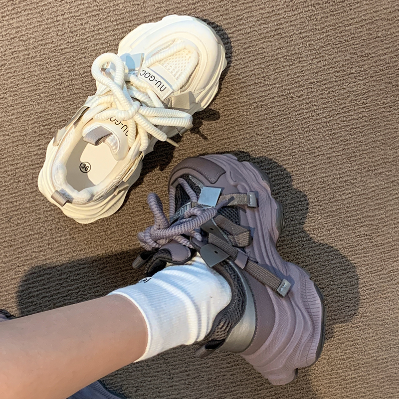 贾不假老爹鞋女款2025夏季新款透气增高休闲鞋厚底鞋子百搭运动鞋