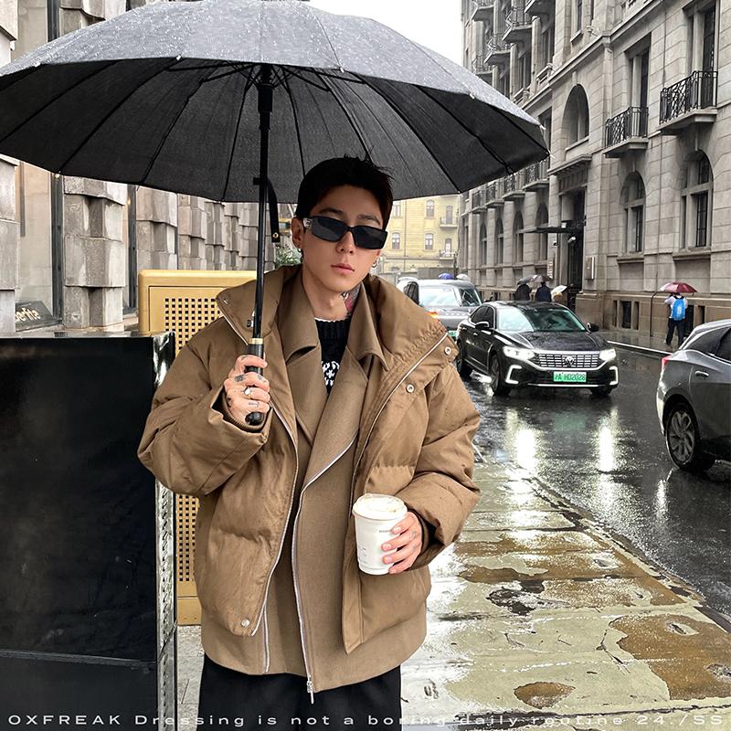 OXFREAK「高级感 假两件」加厚棉服男宽松保暖面包服冬季外套百搭
