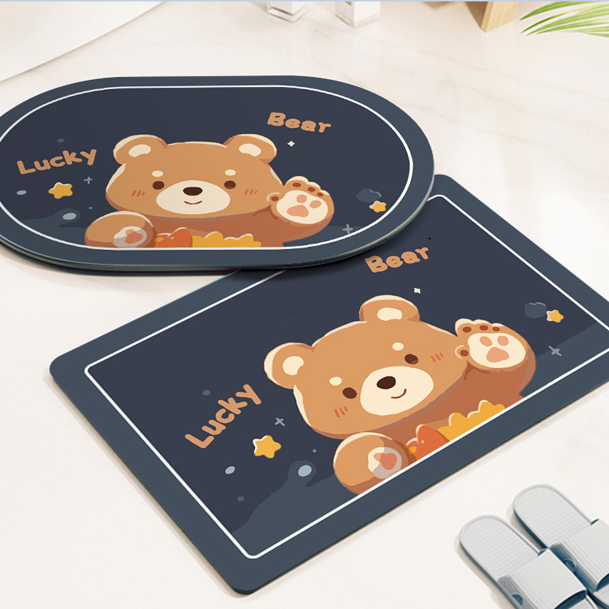 可爱浴室卫生间硅藻泥吸水防滑垫厕所家用速干洗手间