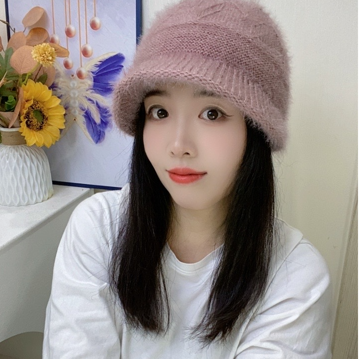 爆款带帽檐时尚女帽鸭舌帽秋冬保暖护耳毛线针织帽好看减龄显脸小