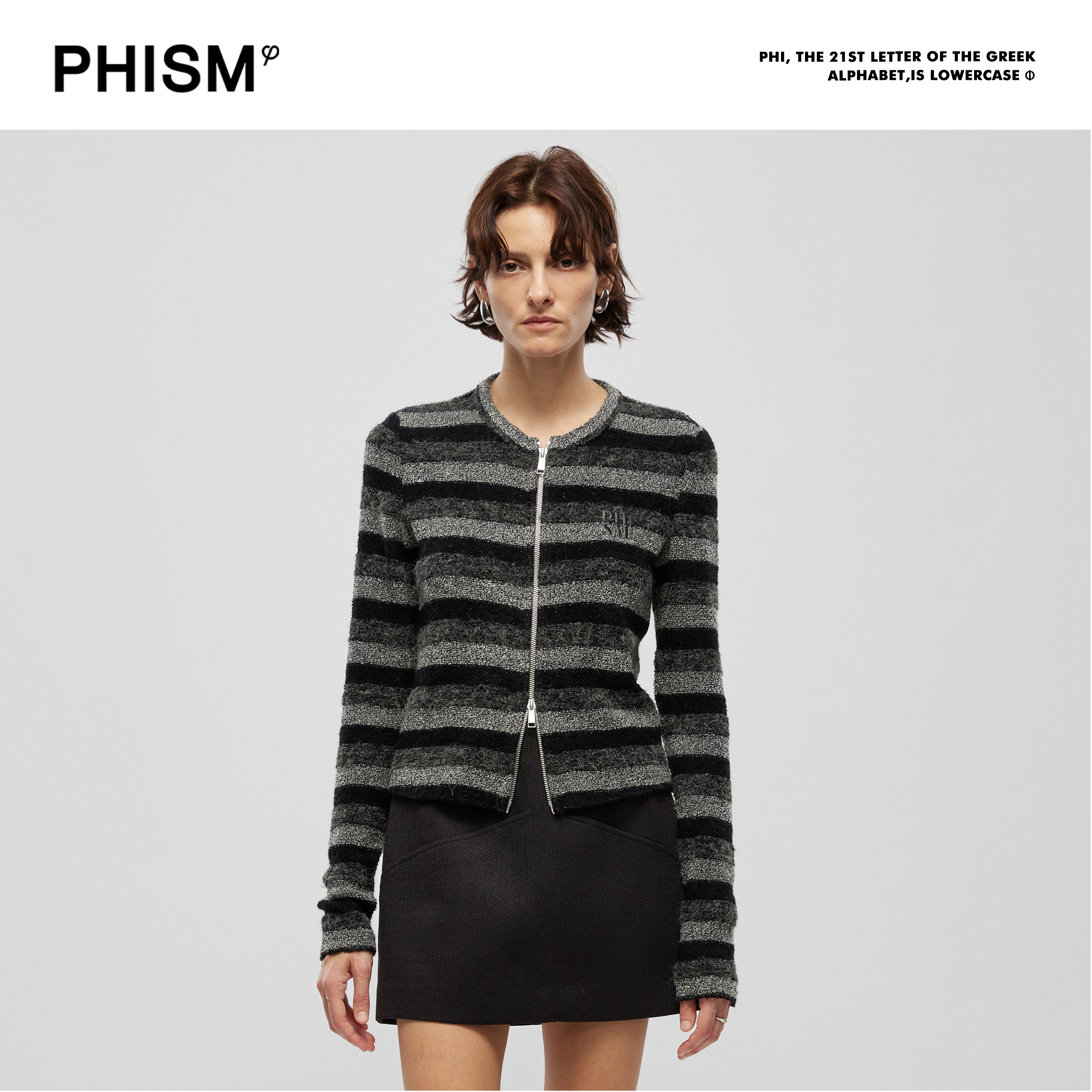 PHISM 撞色条纹宽松廓形开衫887T14