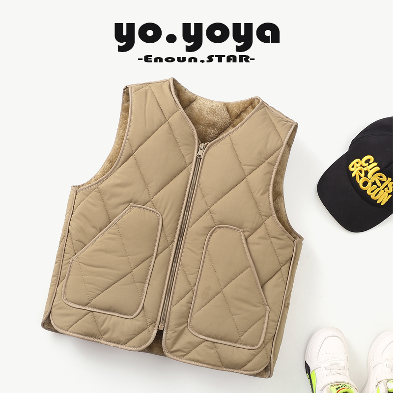 新款儿童校服马夹秋冬男女童内外穿轻薄保暖背心中大童加绒坎肩潮