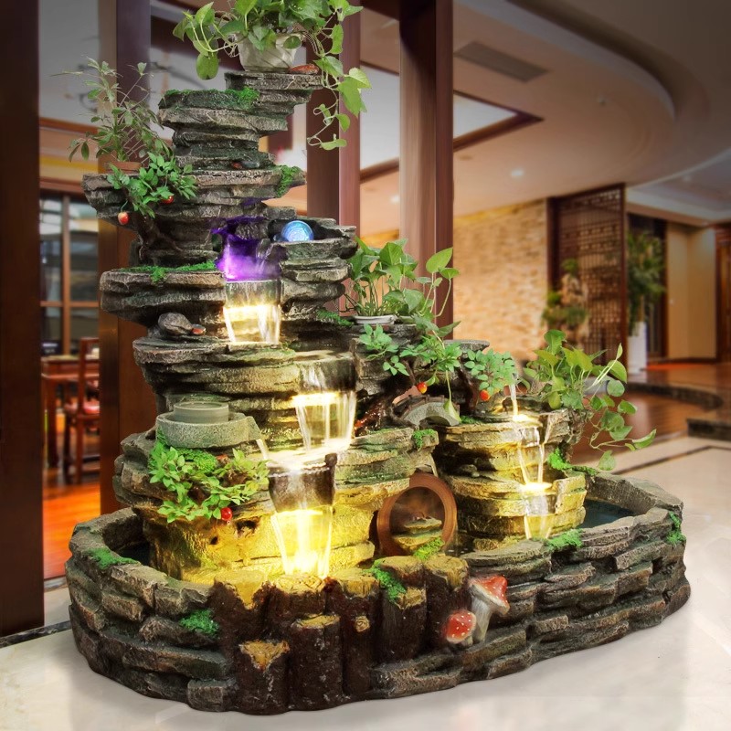 鱼池造景假山流水雕塑别墅办公室庭院阳台喷泉招财装饰风水轮摆件