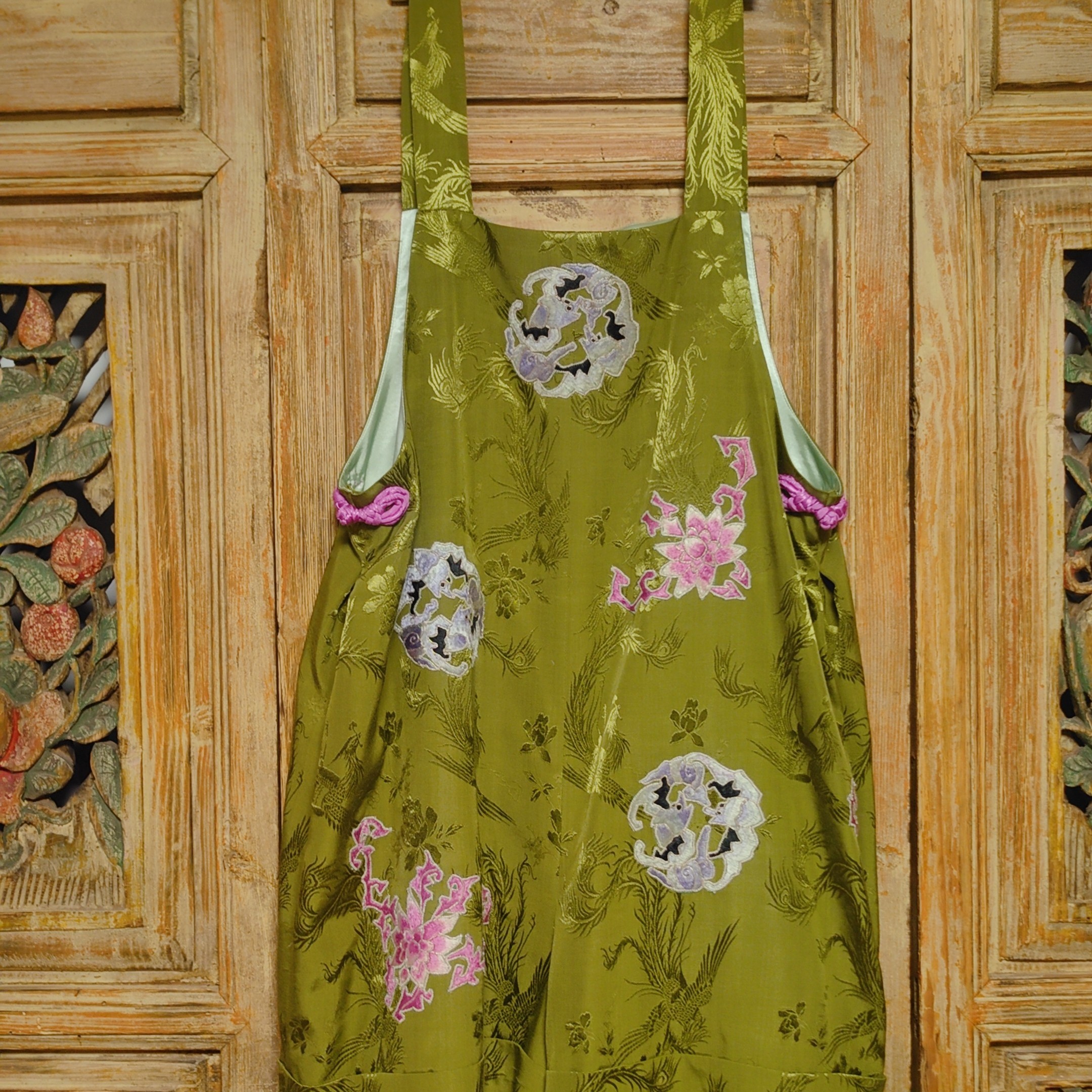 美旦老绣。原创设计民族风手工老绣背带裤个性休闲阔腿裤夏款