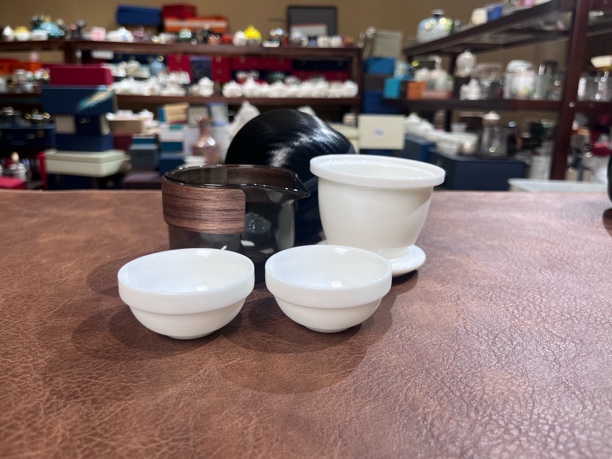羊脂玉上釉一壶两杯旅行茶具122