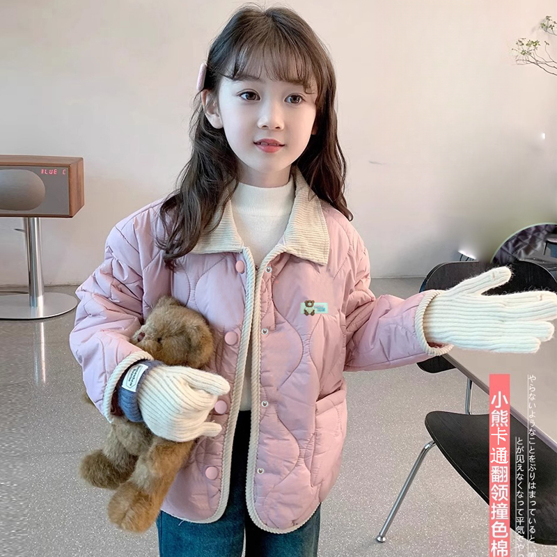 女童棉服秋冬款2025新款洋气儿童夹棉加绒外套宝宝春秋装棉衣加厚
