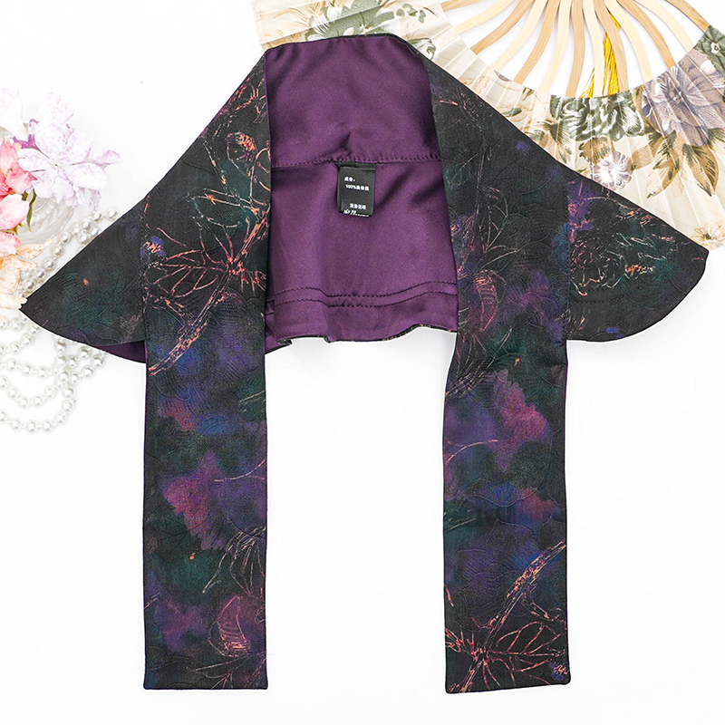 香云纱【云肩】护颈椎扎染日式双面桑蚕丝围脖保护肩膀百搭紫色假领