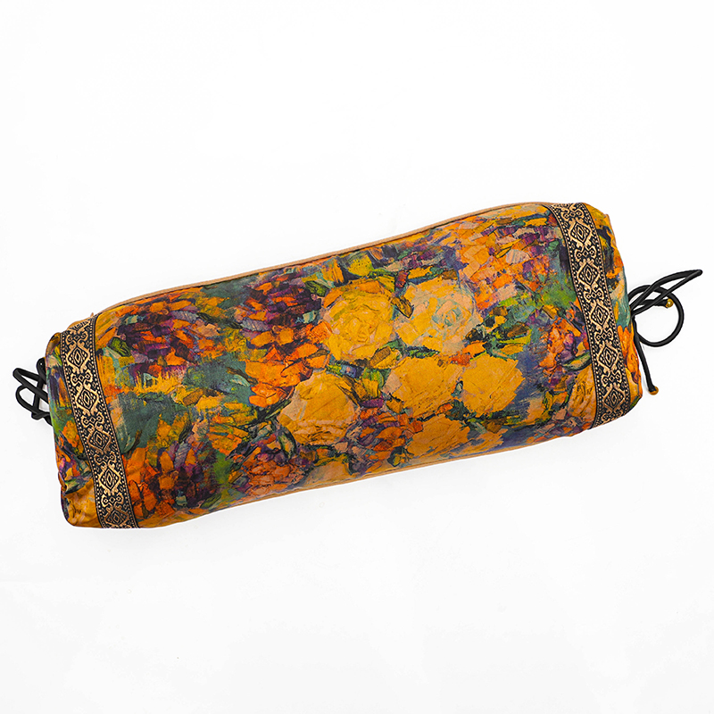 新中式香云纱吸汗桑蚕丝枕套花草调节枕枕头护颈椎真丝透气长条枕