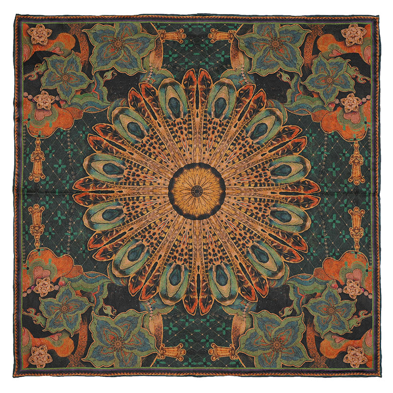 【孔雀翎羽】53*53系列香云纱桑蚕丝丝巾气质高级感围巾大方百搭