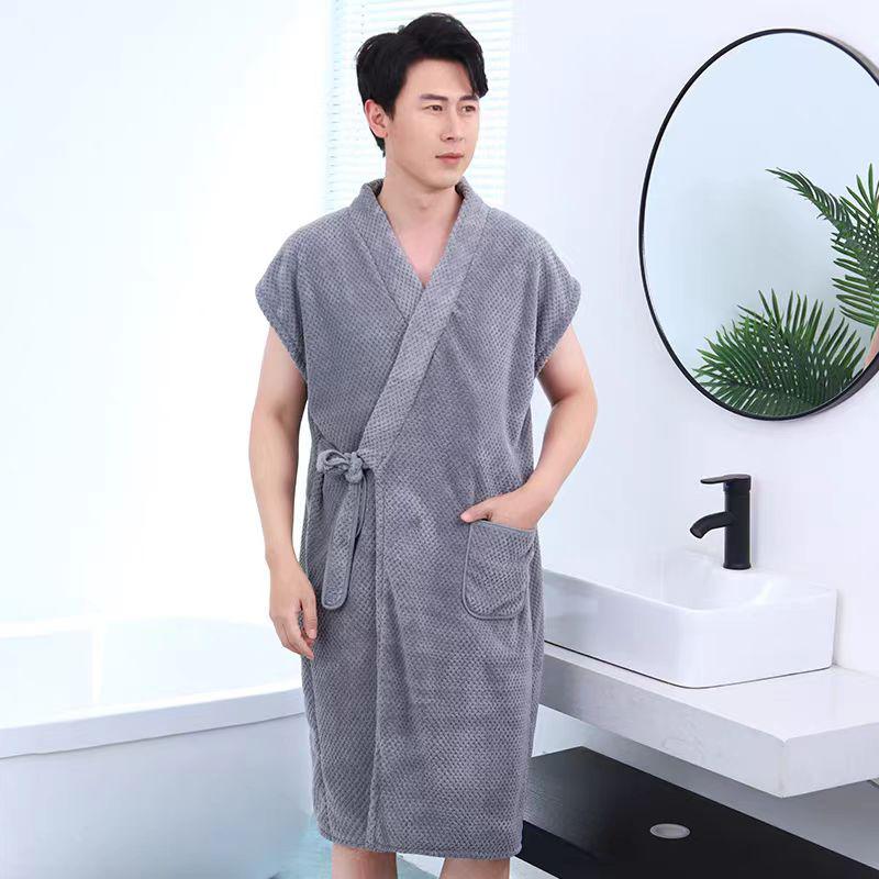 90-190斤男士可穿浴裙可穿式浴袍成人吸水浴衣家用专用洗澡学生