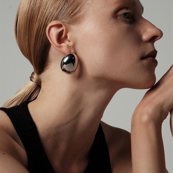 铜合金耳饰 135自带气场光面立体耳环女欧美简约小众个性时尚耳饰