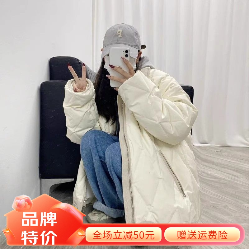迪卡侬新款羽绒服羽绒羽绒服女2023年冬季新款美式菱格羽绒衣over