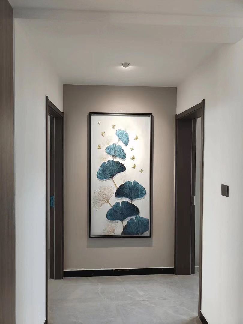 走廊玄关实物立体装饰画银杏叶家大业大