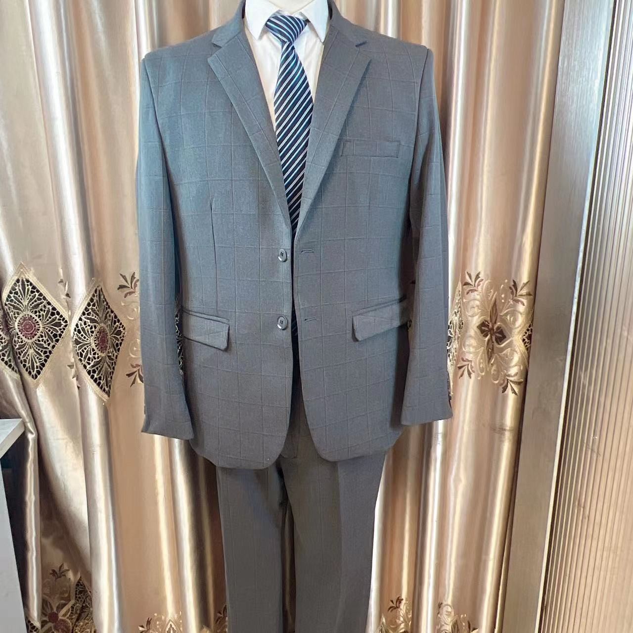 春秋新款中年西装男士喜爸休闲中老年爸爸西服套装婚礼父亲婚宴会