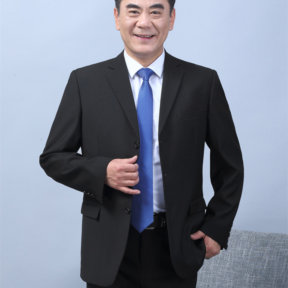 （）中年男士休闲西服外套中老年爸爸装商务西装结婚男上衣职业