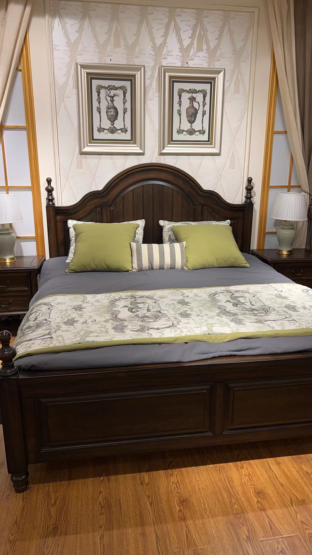 简美风格全实木大床1.5米低箱