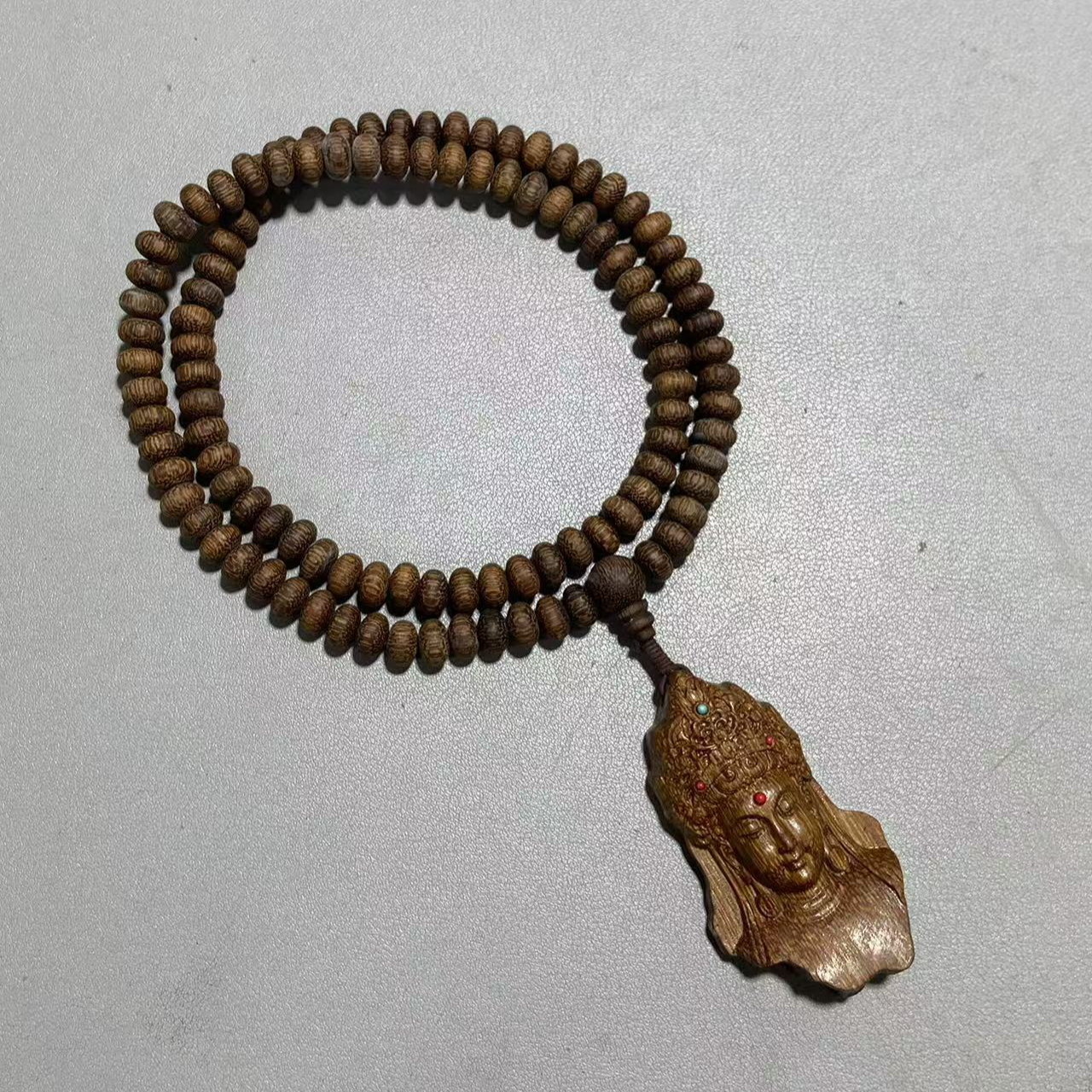 B122黑油檀香木多圈算盘珠配饰款单圈手串