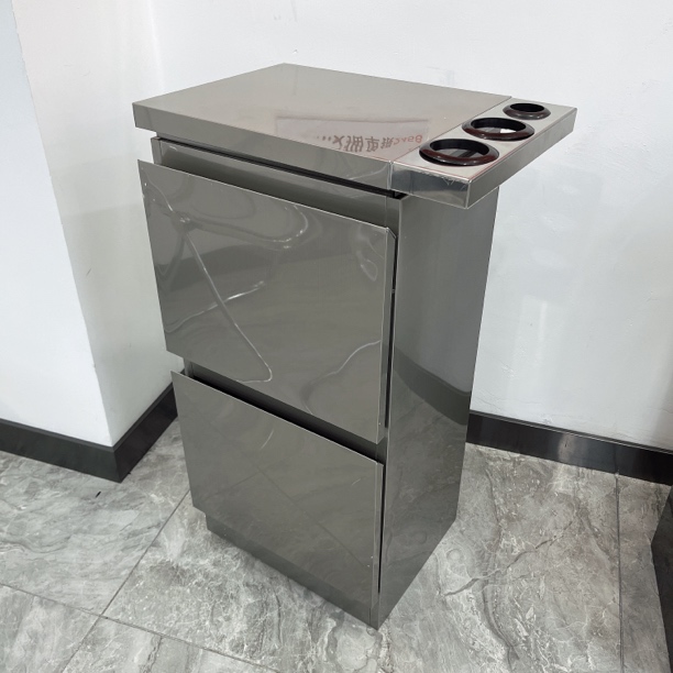 （佰吉严选）美发镜台柜银色2抽带支架单面多功能极简风格搭配两层