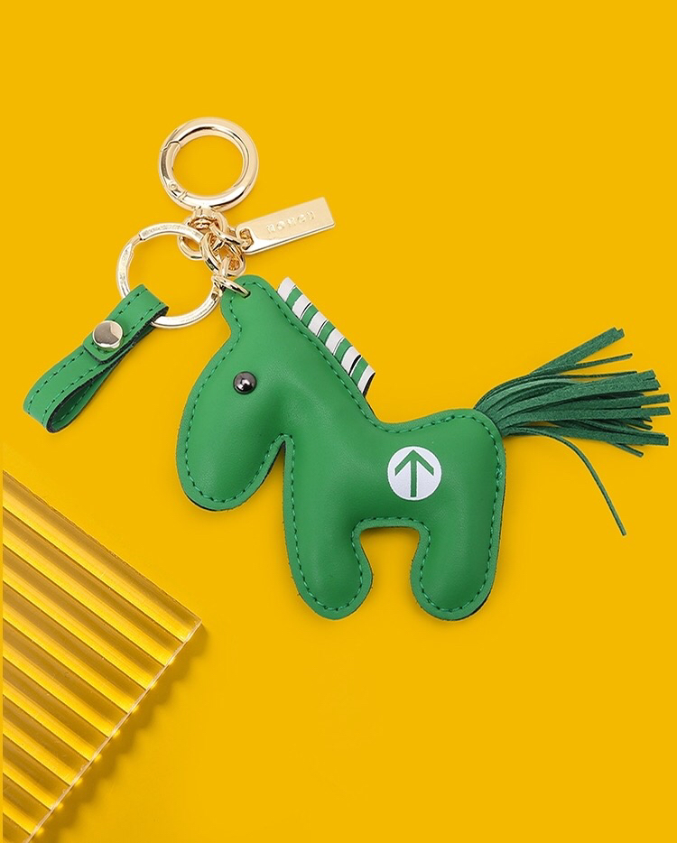 Hg真皮绿色卡通钥匙扣绿马