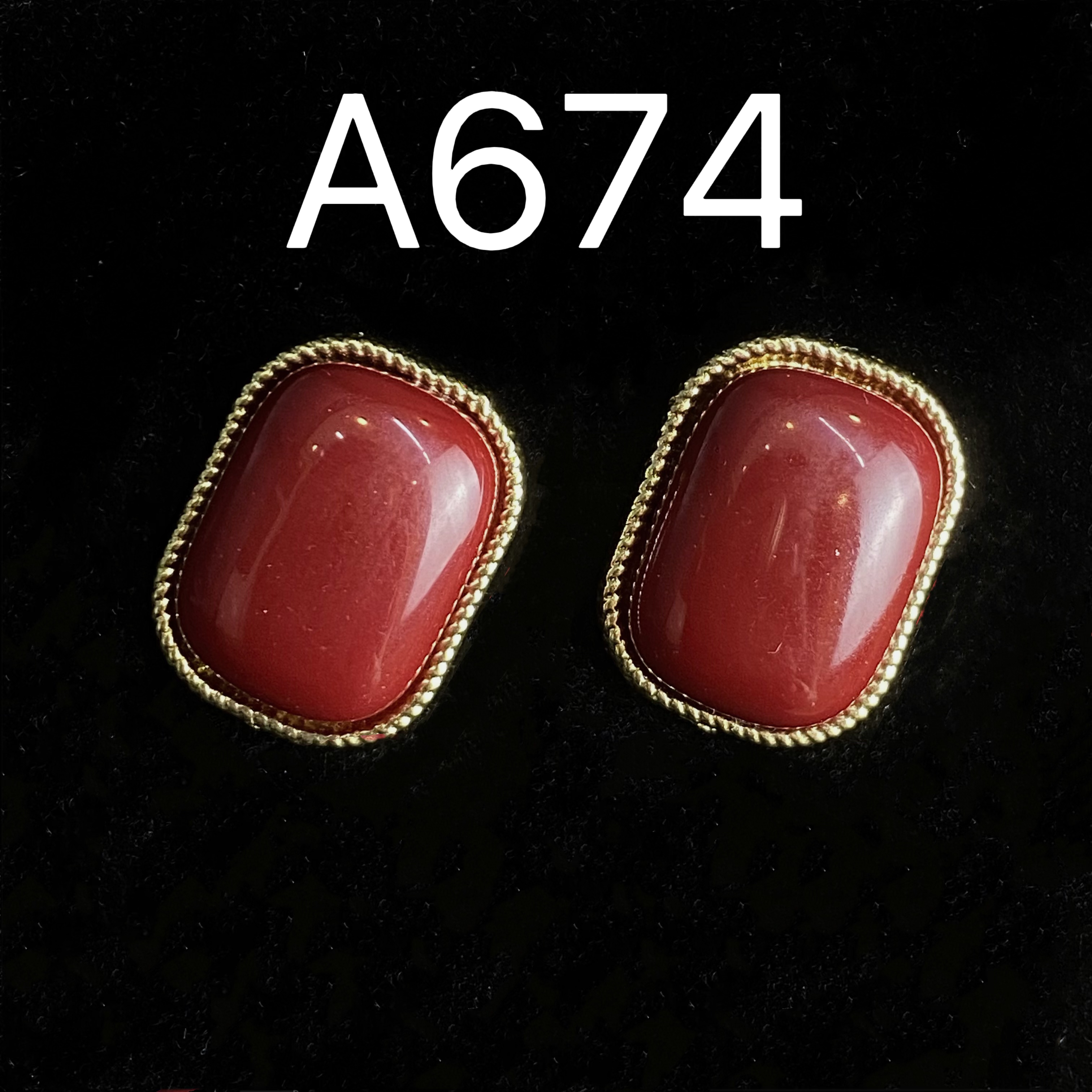 铜合金耳饰 A674耳环经典红色复古中式