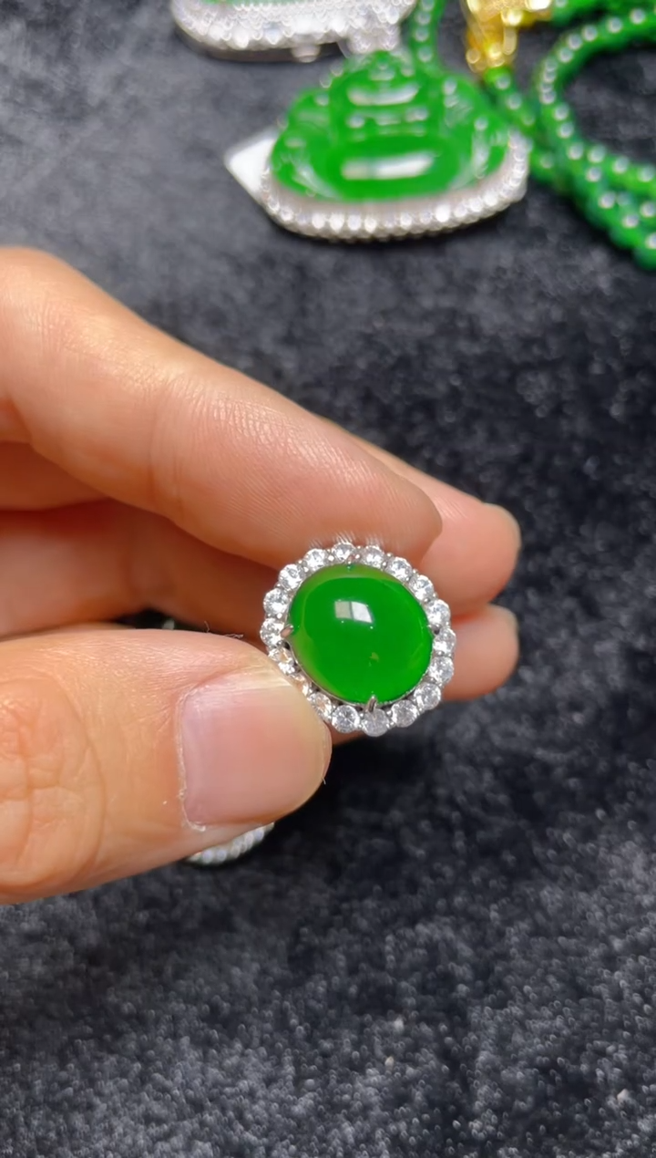 【闪购商品】翡翠戒指银S925镶嵌戒指