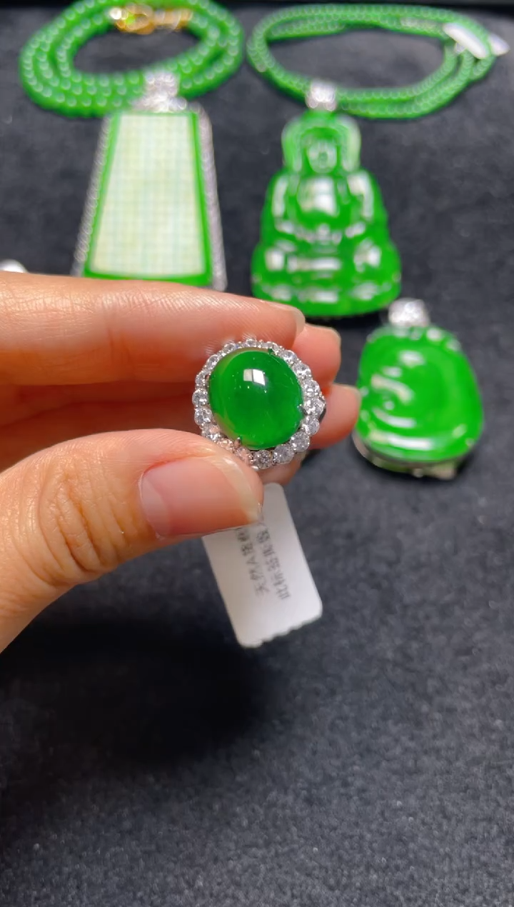 【闪购商品】翡翠戒指银S925镶嵌j`