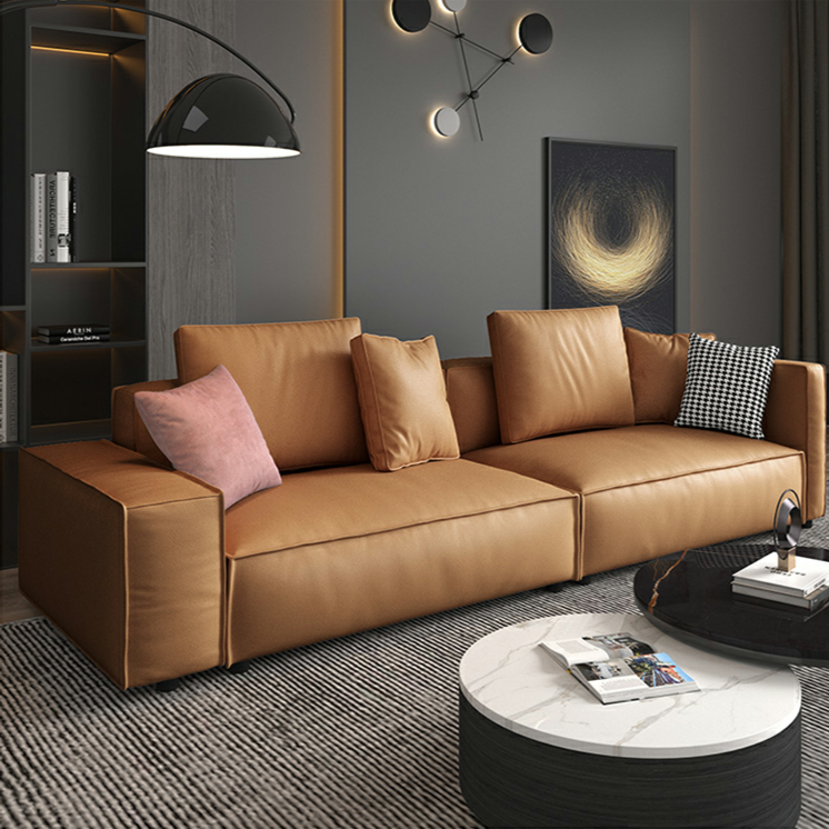 免洗科技布艺家用沙发客厅现代简约小户型落地直排豆腐块意式轻奢