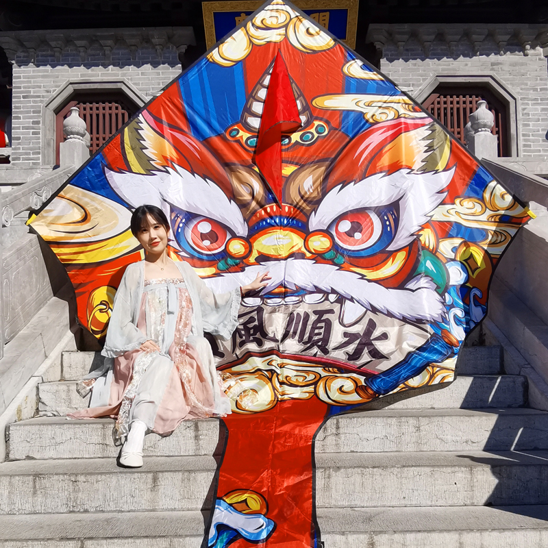 儿童成人新款式醒狮风筝大人高档专用微风易飞意诚国潮舞狮网红