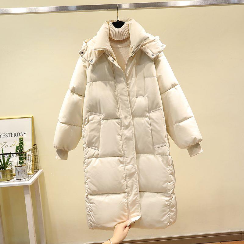 品牌断码爆款羽绒羽绒服女中长款过膝2023冬季新款韩版棉袄宽松加