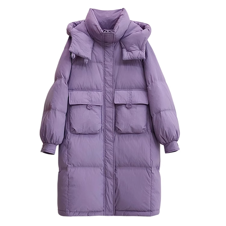 品牌断码羽绒服女士女款长款过膝秋洋气韩版宽松连帽加厚衣女