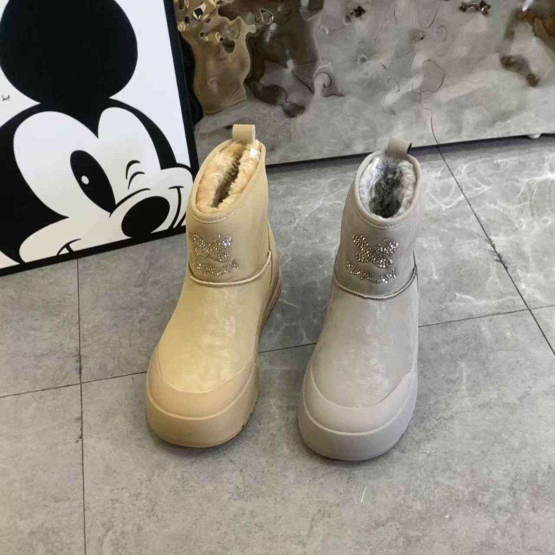 2025保暖白色加绒女鞋冬季女款百搭雪地靴短筒休闲鞋厚底棉鞋加厚