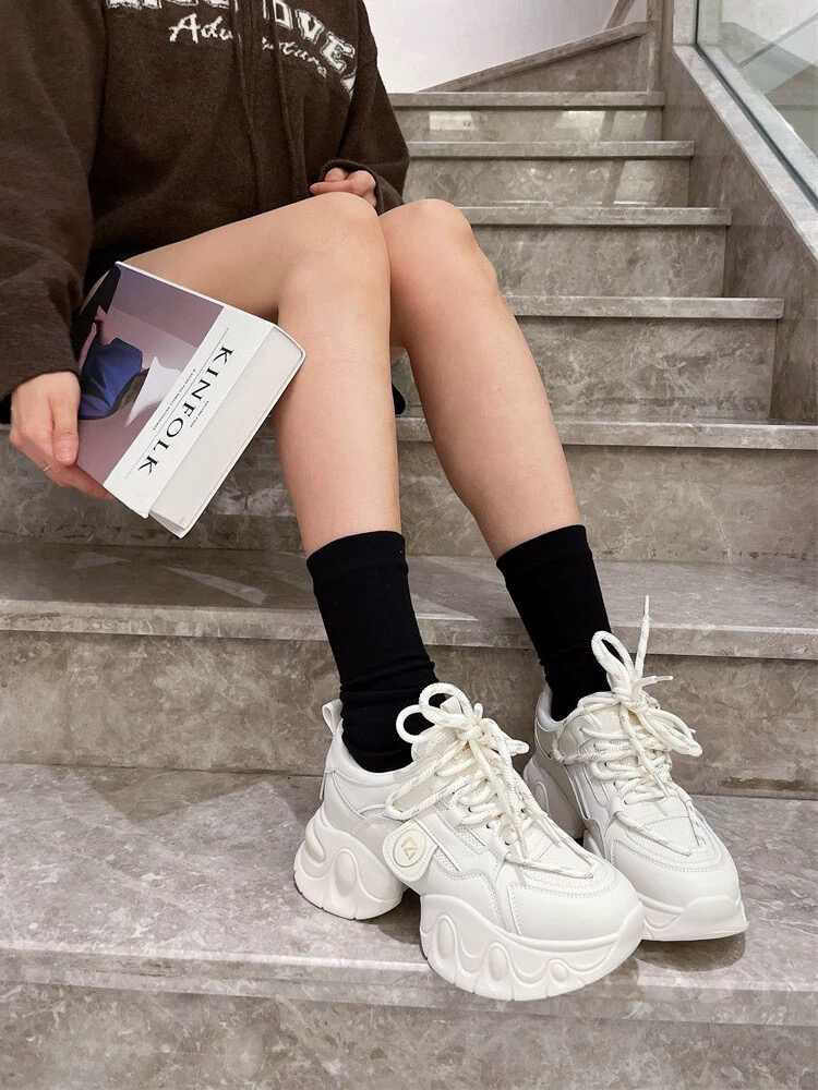 欧货M2039真皮老爹鞋ins潮鞋厚底百搭小个子增高运动鞋春季