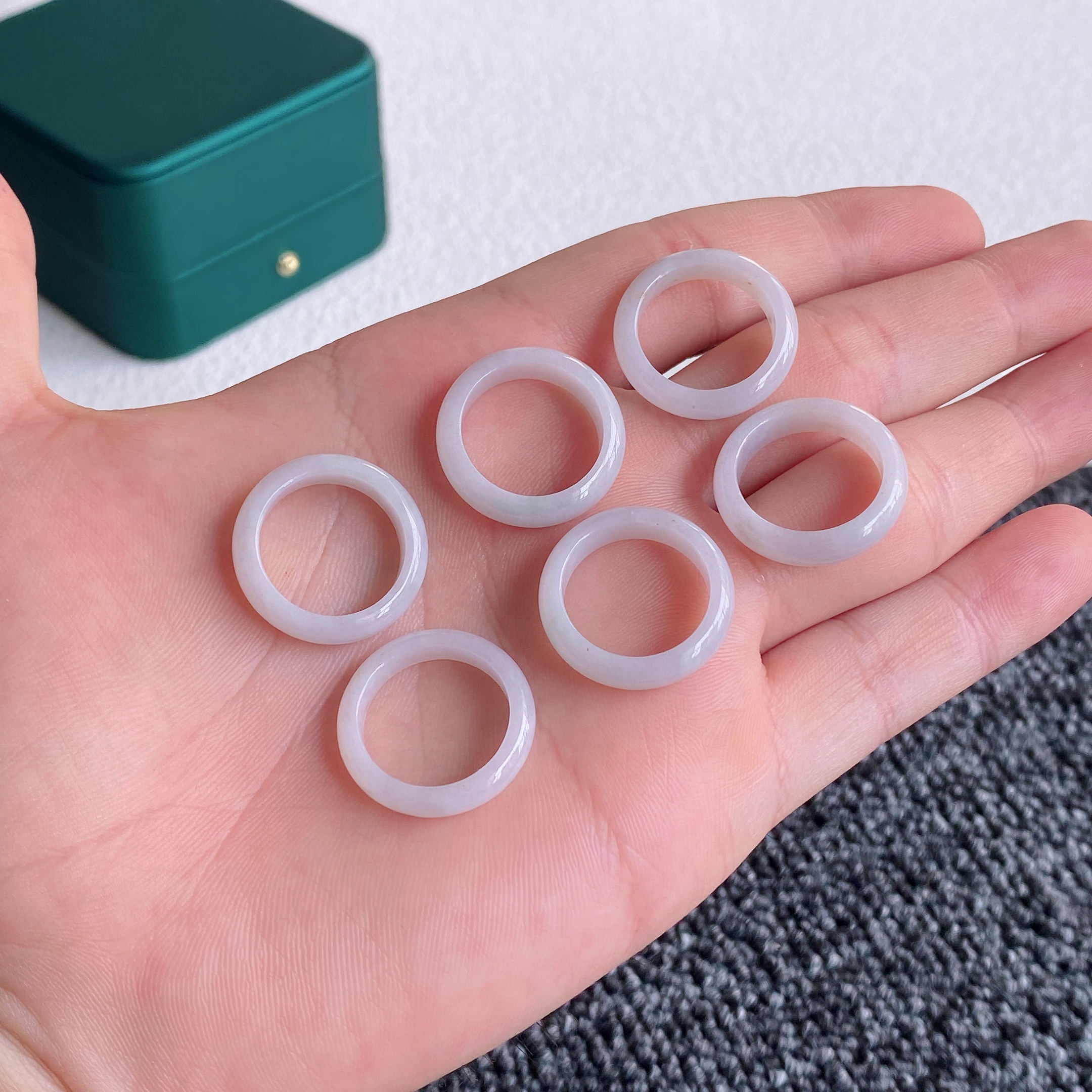 18mm内径天然翡翠A货戒指素面戒圈白色百搭玉（多样性发货发其一）