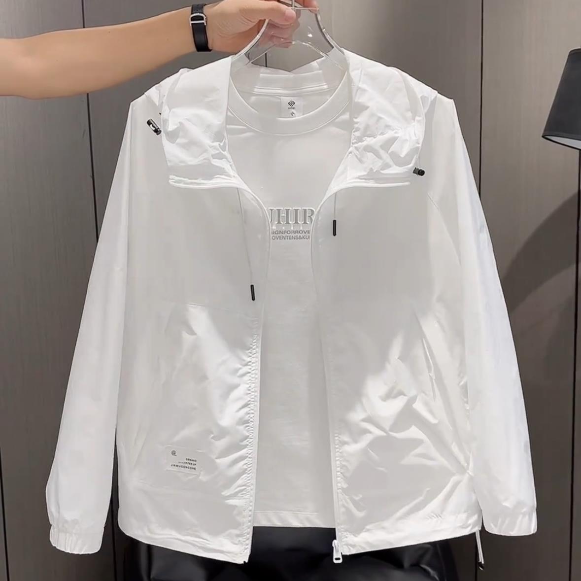 保罗2024夏季新款连帽防晒衣男士高级感潮牌时尚百搭休闲薄款夹克