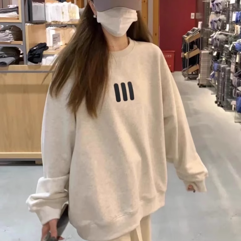 ESSENTIALSZONE三条杠联名ins休闲圆领卫衣加厚加绒秋冬