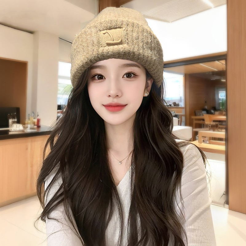 帽子假发一体秋冬女款针织毛线帽新款仿真发全真人发全头套假发帽
