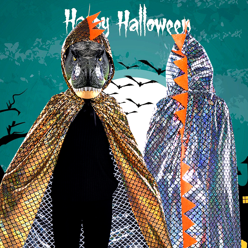 【霸气披风】霸王龙玩具恐龙头套恐龙面具嘴巴张开发光角色扮演霸气