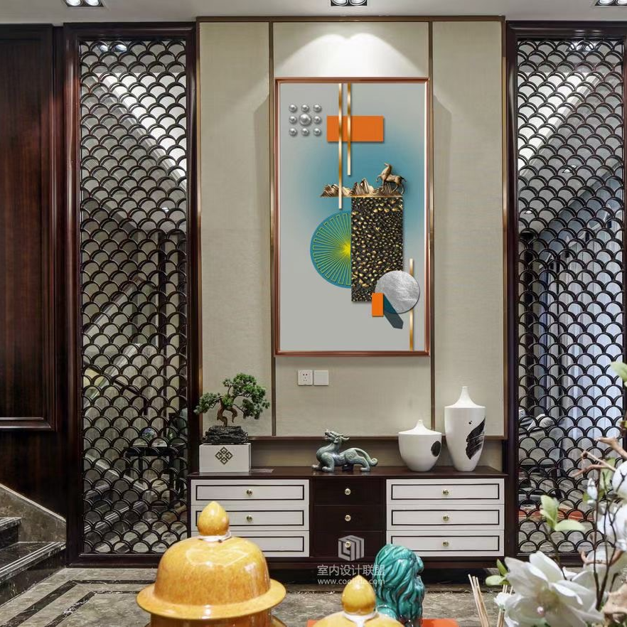 『马到功成』现代轻奢 玄关画立体 设计师原创画面