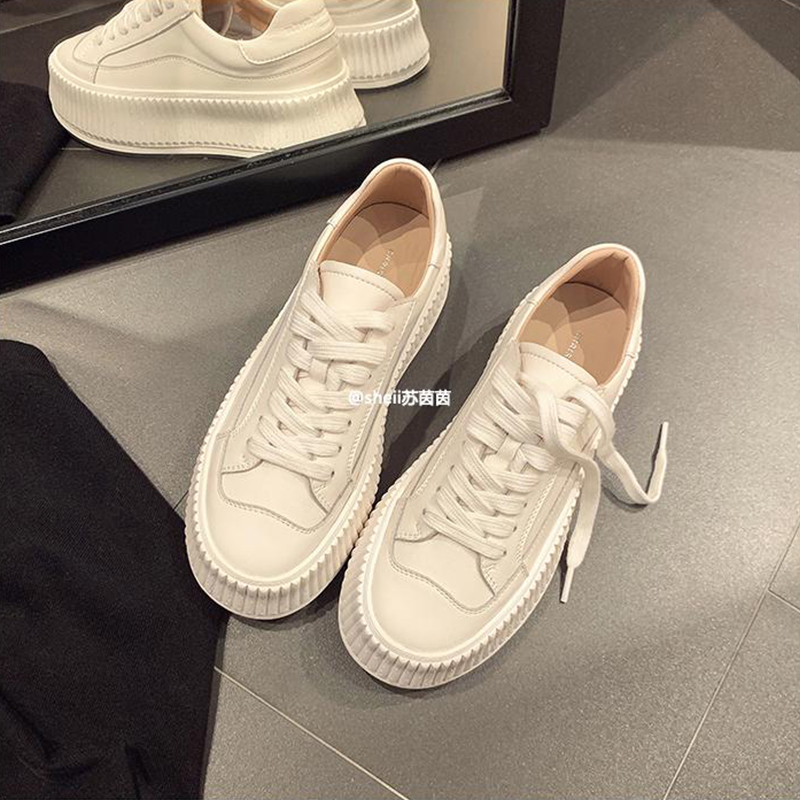 苏茵茵厚底小白鞋女饼干面包鞋2024夏季爆款百搭休闲板鞋E22D142A