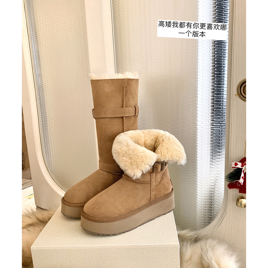 【苏茵茵】零下初雪~翻边厚底中高筒毛毛短靴女雪地靴E4421315
