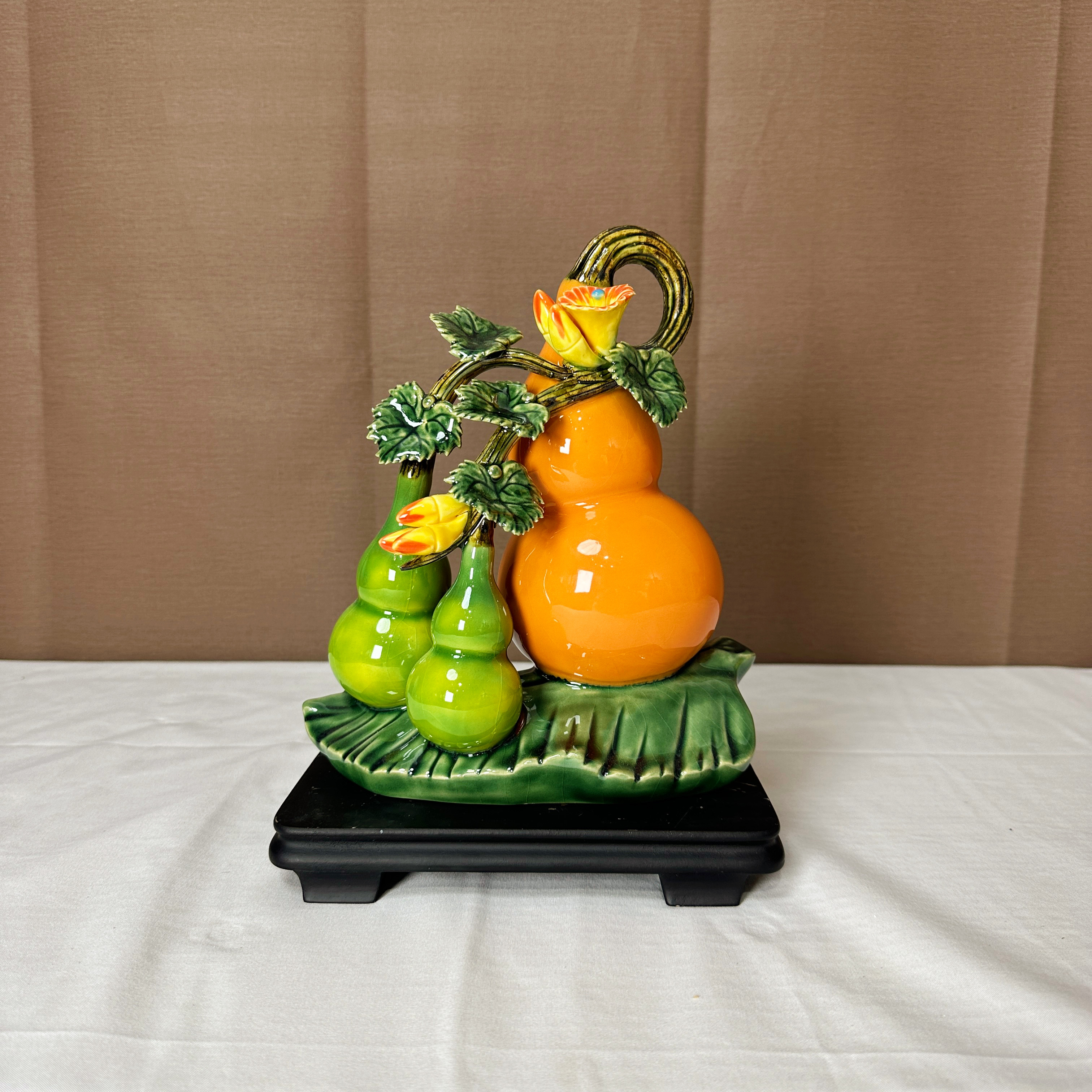 小蕉叶葫芦石湾陶艺陶瓷纯手工中式桌面玄关博古架高档工艺品摆件