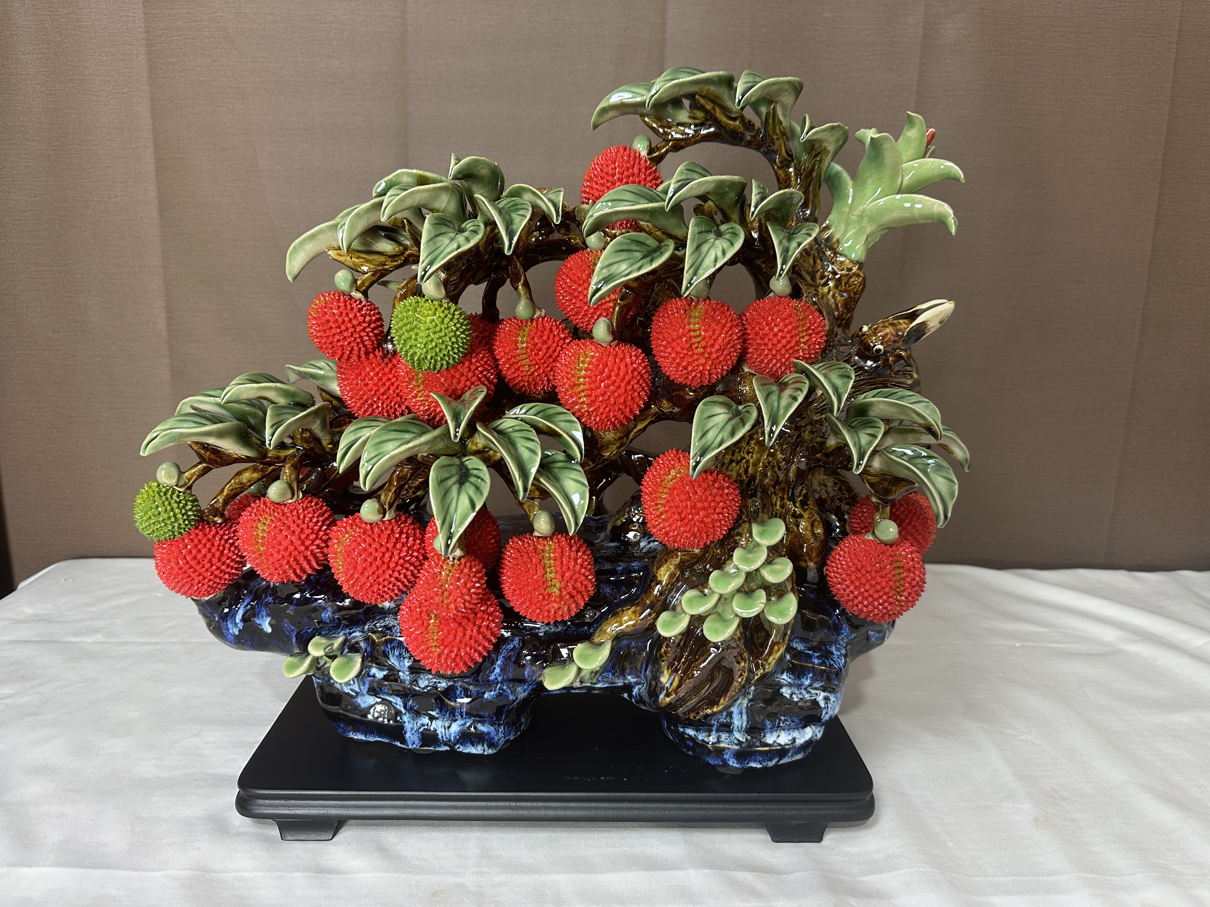 【石湾陶瓷满堂红荔枝摆件】家居办公室摆件开业乔迁入伙送礼佳品